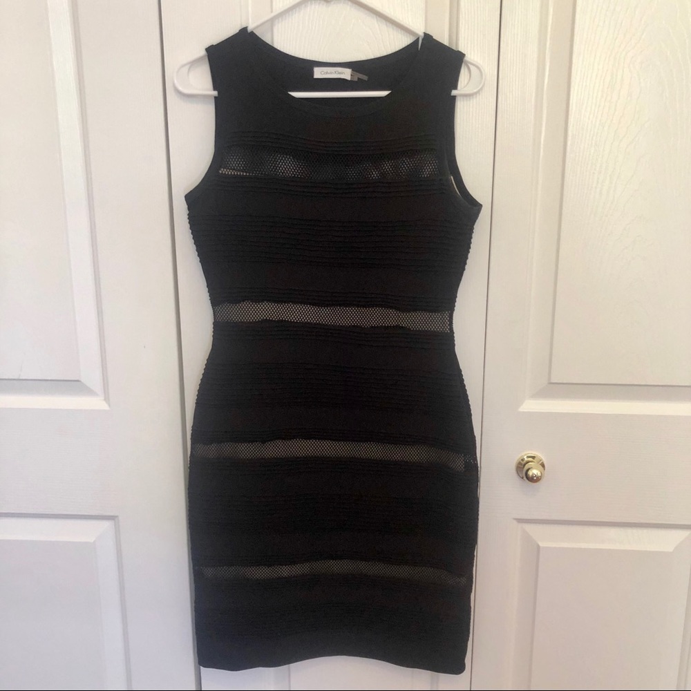 Calvin Klein | Fitted Mesh Panel Dress
